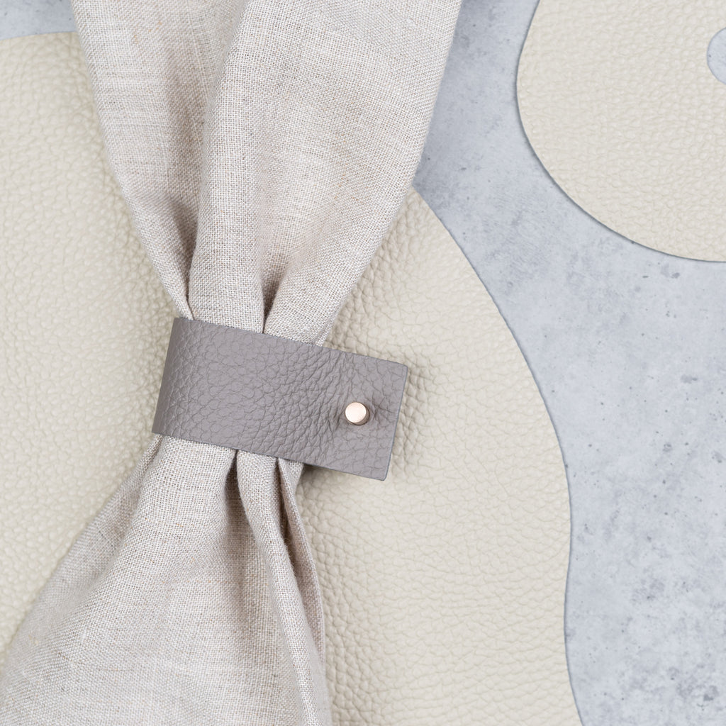 Serviettenringe in Beige aus Leder (4er-Set)