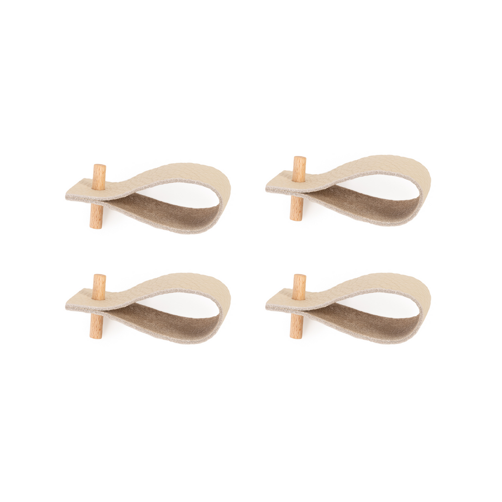 Serviettenringe Elfenbeinfarben aus Leder (4er-Set)