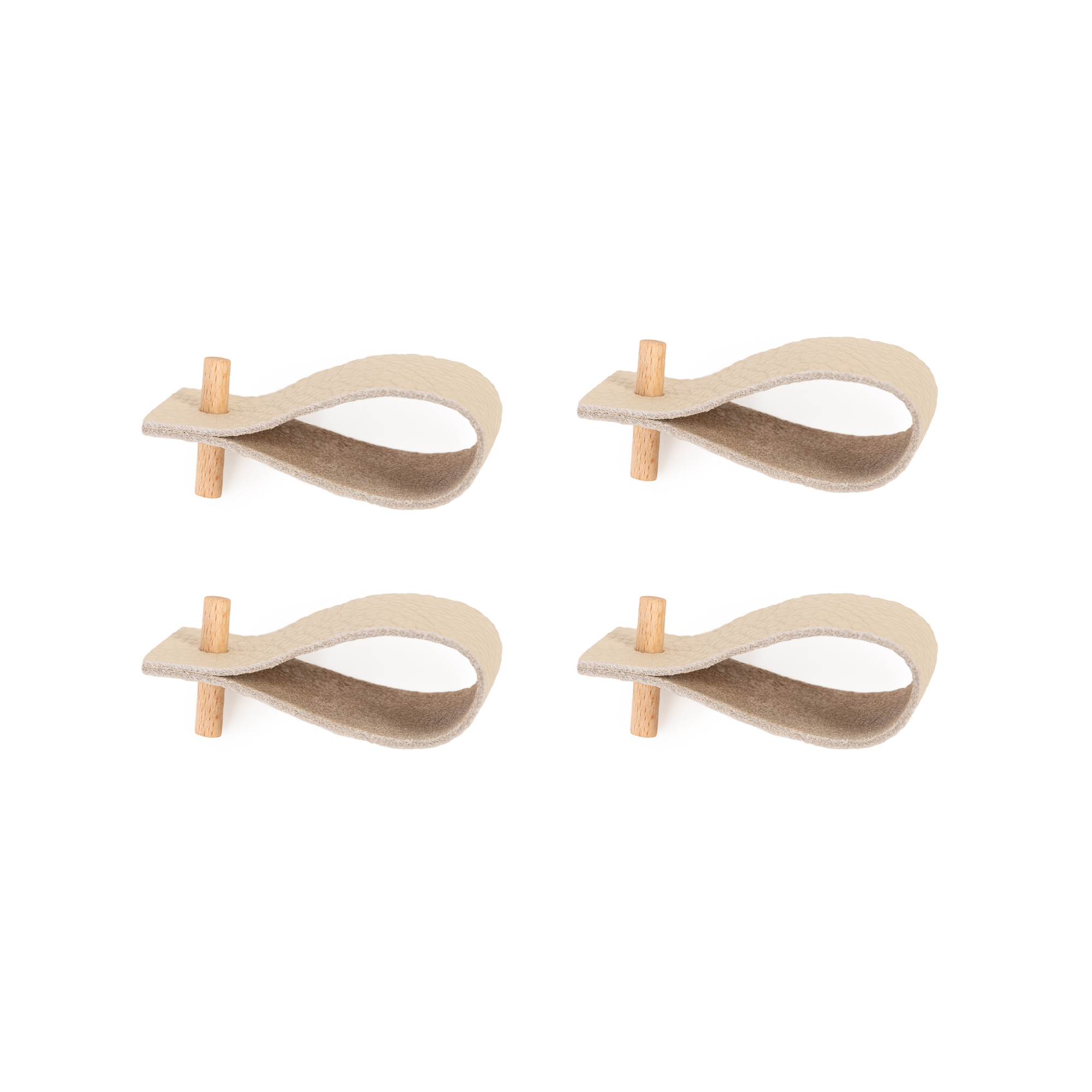 Serviettenringe Elfenbeinfarben aus Leder (4er-Set)