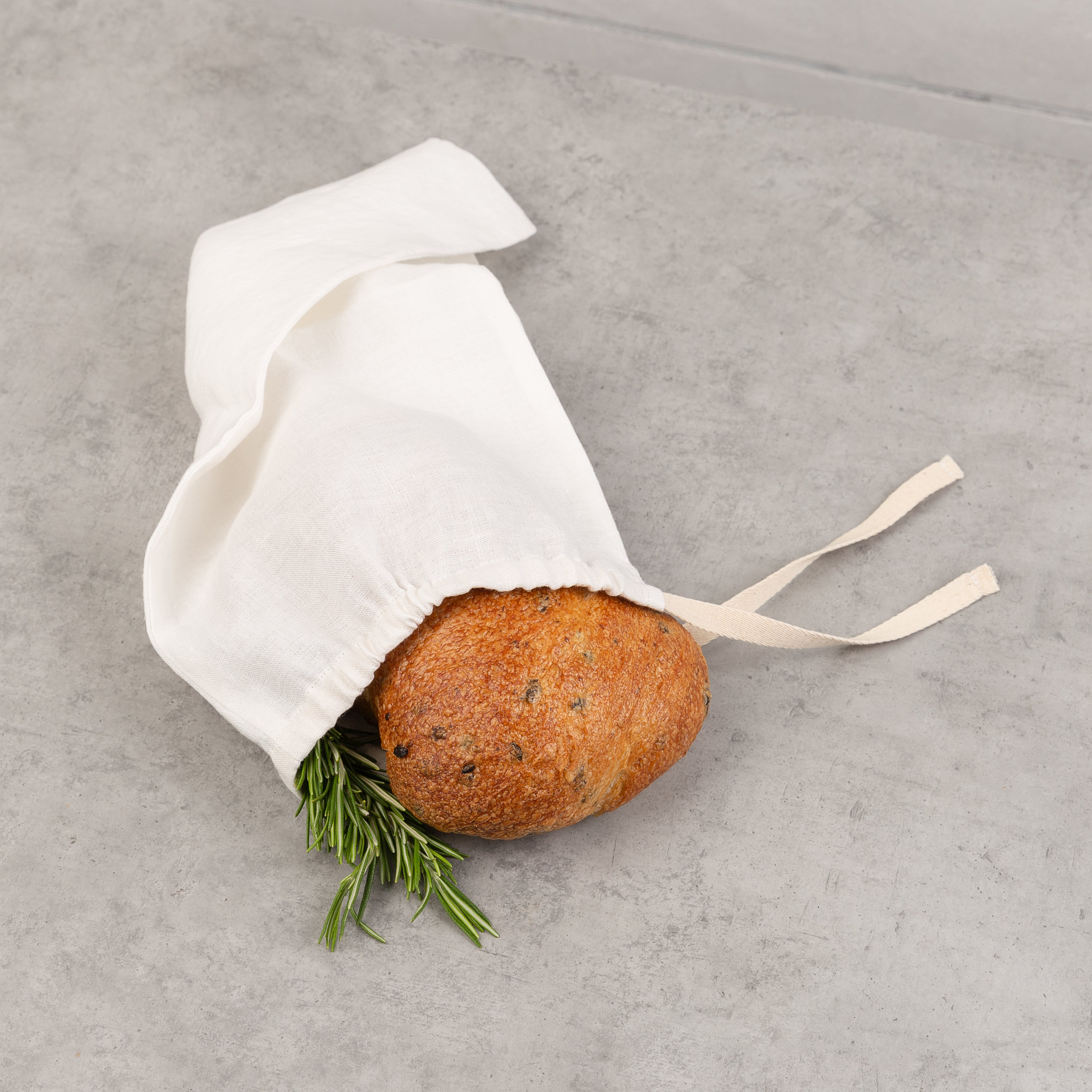 Brottasche aus Leinen in Cremeweiß