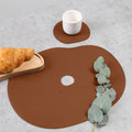 Platzset und Untersetzer in Rostbraun aus Naturleder