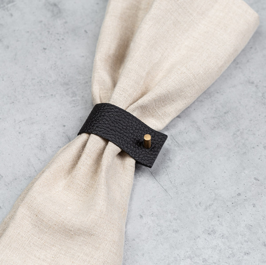 Serviettenringe aus Leder | 4er-Set | schwarz