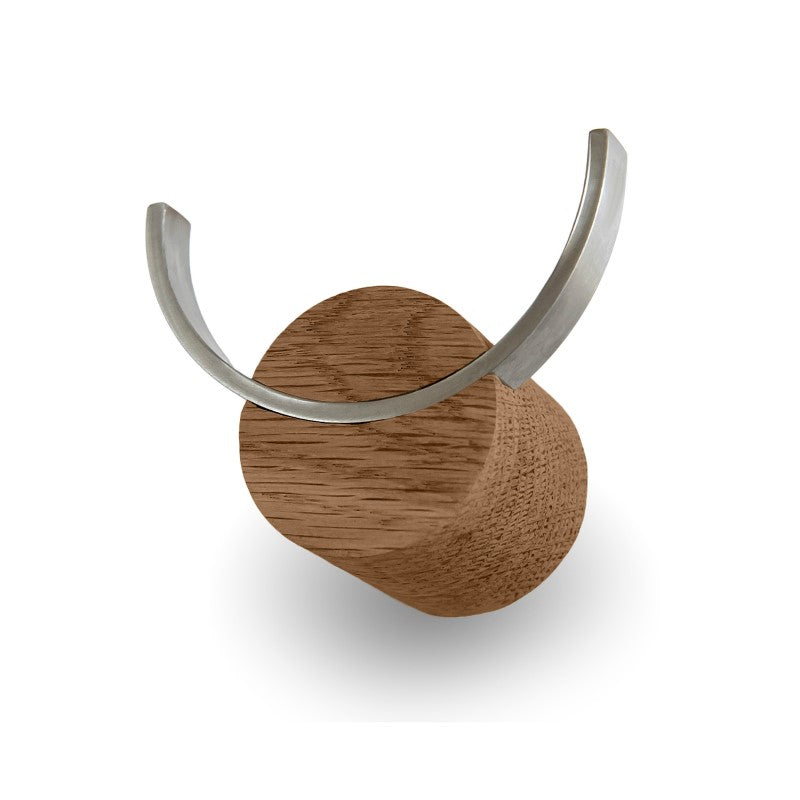 Wandhaken DEER | Eichenholz in Walnussfarbe, Edelstahl