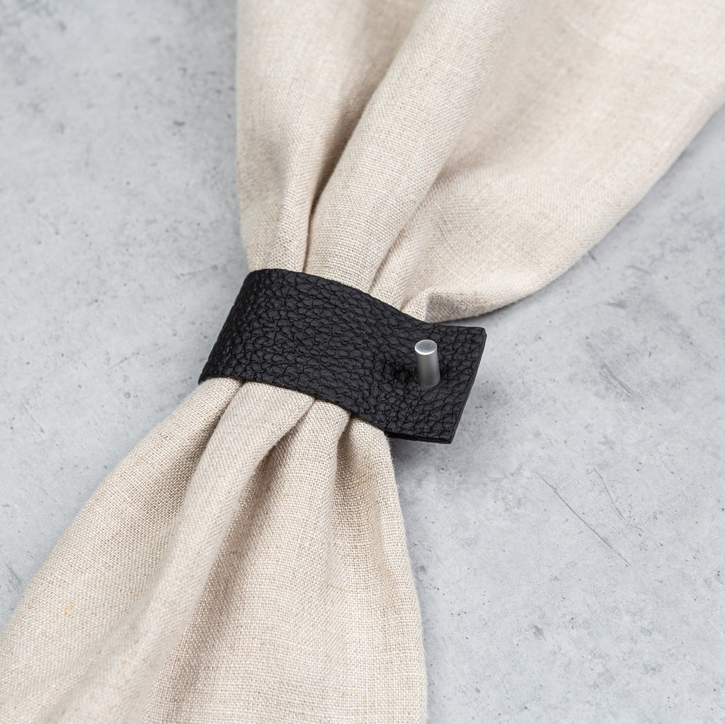 Serviettenringe aus Leder | 4er-Set | schwarz