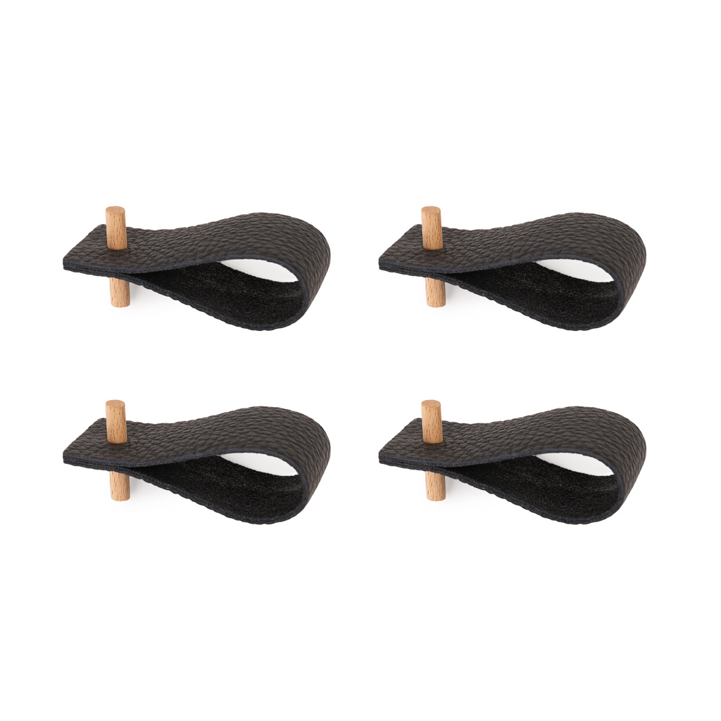 Serviettenringe aus Leder | 4er-Set | schwarz