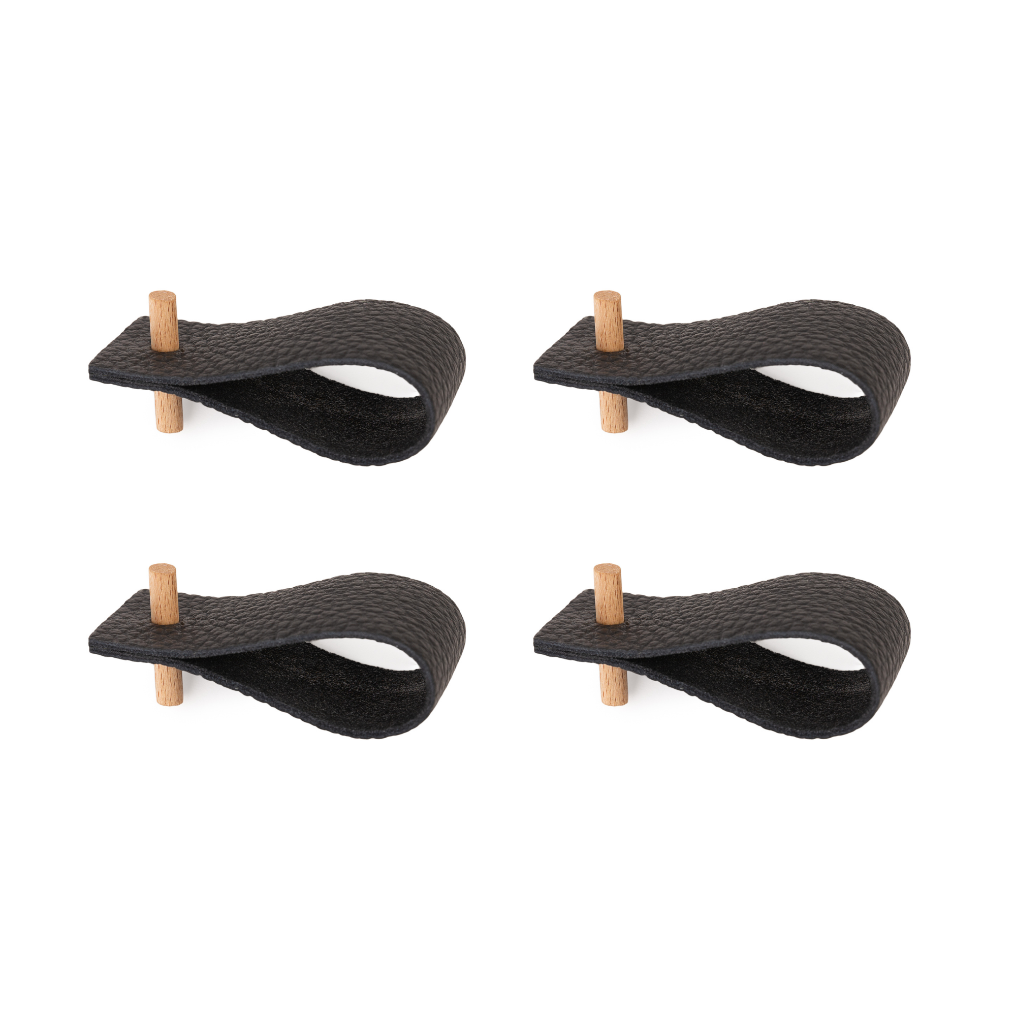 Serviettenringe aus Leder | 4er-Set | schwarz