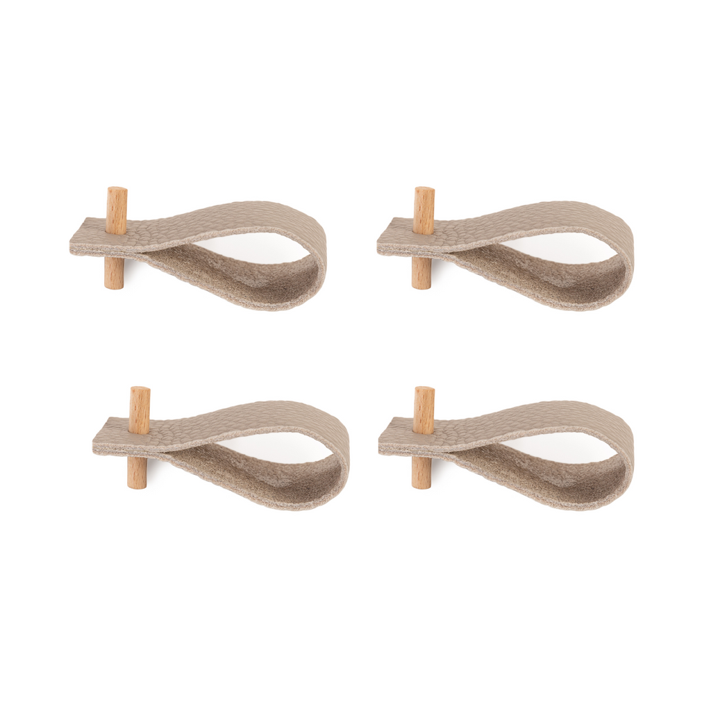 Serviettenringe in Beige aus Leder (4er-Set)