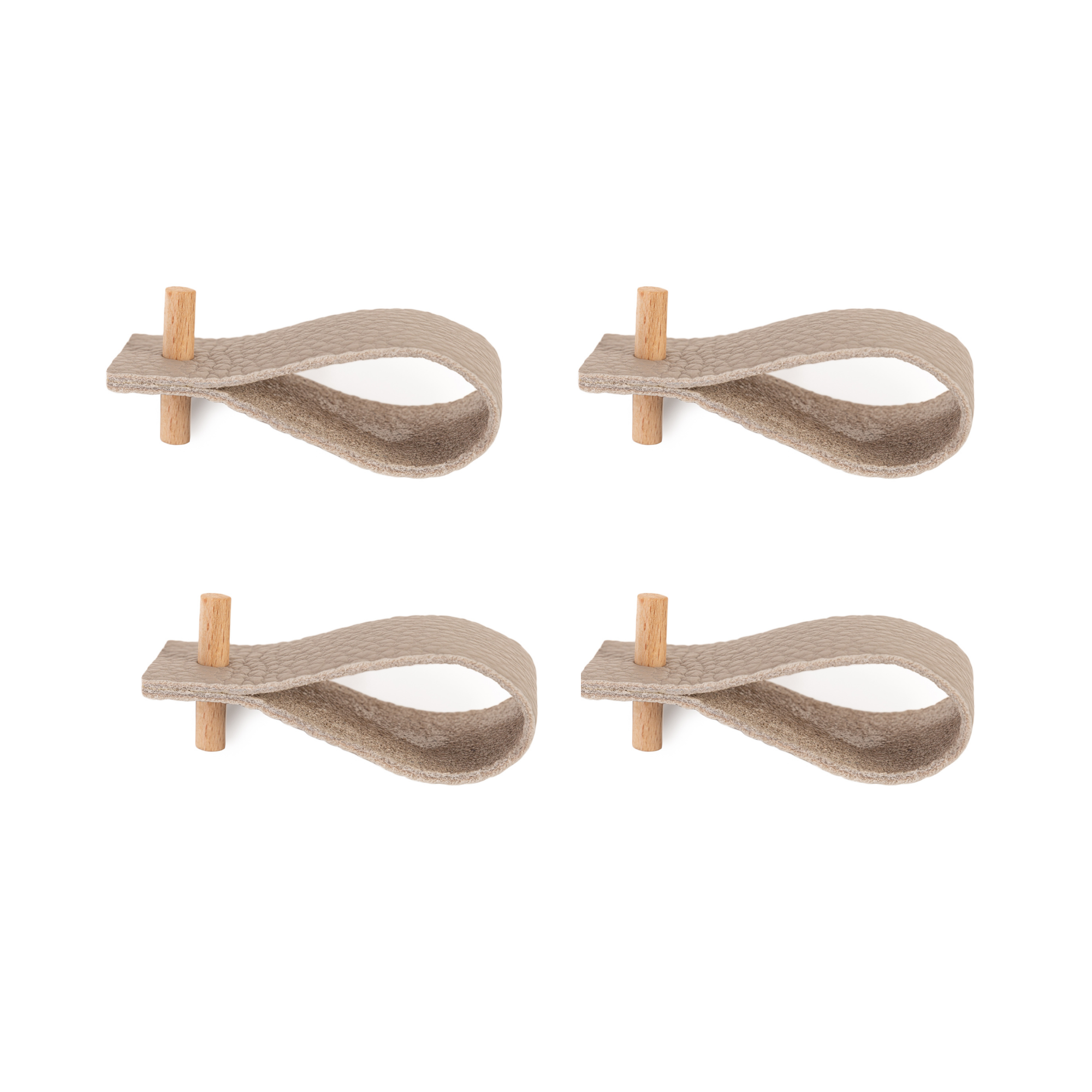 Serviettenringe in Beige aus Leder (4er-Set)